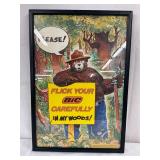 1978 BIC Lighter Smokey the Bear Advertising Poster in Frame