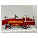 Red Fire Fighter Pedal Car Unit No. 508 with Chrome and Wood Detailing