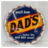 29-Inch Dad’s Root Beer Metal Bottle Cap Sign