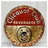 Clicquot Club Embossed Tin Advertising Sign with 29-Inch Cap Design