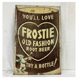 Embossed Tin ‘Frostie Old Fashion Root Beer’ Advertising Sign, 24 x 35 Inches