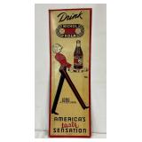 Embossed Vertical Nichol Kola Advertising Sign, 12 x 35 Inches