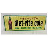 Embossed Diet-Rite Cola Tin Sign, Self-Framed, 32 x 12 Inches