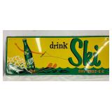 Ski Soda Self-Framed Embossed Tin Advertising Sign, 32 x 12 in