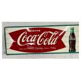Coca-Cola 32×12-Inch Fishtail Tin Advertising Sign
