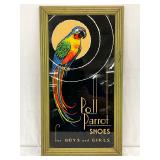 Polly Parrot Shoes Glass Framed Advertising Sign, 15×27 Inches