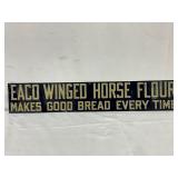Embossed Tin Tacker Sign, ‘Eaco Winged Horse Flour’, 27in x 5in