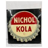 Nichol Kola Embossed Metal Advertising Sign, 14×14 Inches