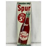 Canada Dry Spur Soda Metal Advertising Sign, 4in x 12in