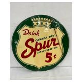Embossed 18-Inch Metal Advertising Sign for Canada Dry Spur Soda