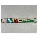 7up Soda Door Push Advertising Sign by Stout Sign Co., Measuring 34in x 4in