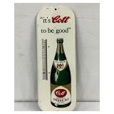 Cott Ginger Ale Advertising Metal Thermometer Sign, 16 x 6 Inches