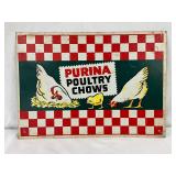 Purina Poultry Chows Metal Advertising Sign, 14in x 10in