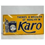 Karo Advertising Tin Sign with Embossed Design, 18×9 Inches