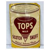 Embossed Tops Scotch Snuff Advertising Sign, 12 x 18 Inches