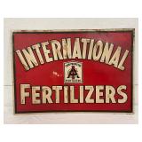 Early Embossed ‘International Fertilizers’ Tin Sign, 19 1/2in x 14in