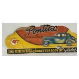 Pontiac Dealer Cardboard Advertising Sign Featuring ‘Sixes and Eights,’ 39in x 15in