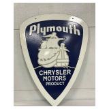 21x29 Double-Sided Porcelain Plymouth Sign with Chrysler Motors Branding