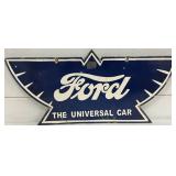 Double-Sided Porcelain ‘Ford: The Universal Car’ Sign, 24 x 11 Inches