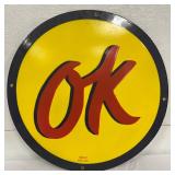 Single-Sided Porcelain ‘OK Chevrolet’ Sign, 18-Inch Diameter