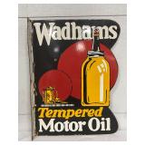 Wadhams Tempered Motor Oil Porcelain Flange Sign, 18 x 24 Inches