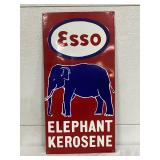 Esso Porcelain Single-Sided Sign Featuring Elephant Kerosene, 12in x 24in
