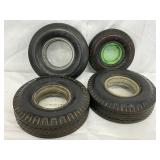 4 Tire-Shaped Ashtrays: Three Firestone and One India Brand