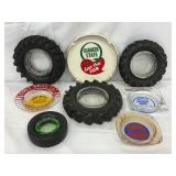 8 Tire-Themed and Branded Ashtrays Featuring GMC, Quaker State, and Firestone