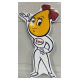 Esso Girl Die-Cut Metal Advertising Sign, 17 x 32 Inches