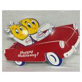 Porcelain Single-Sided Die-Cut ‘Esso Happy Motoring’ Sign, 28 x 17 Inches
