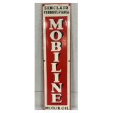 Porcelain Single-Sided Mobiline Motor Oil Sign, 6in x 24in