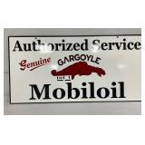 Double-Sided Mobiloil Authorized Service Metal Sign with Gargoyle Graphic