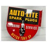 Double-Sided Metal Auto-Lite Spark Plugs Sign, 14in x 14in, Contemporary