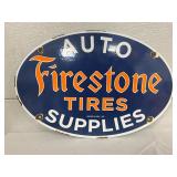 Contemporary Firestone Tires Auto Supplies Oval SSP Sign, 16in x 11in