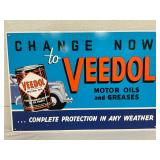 Contemporary Veedol Metal Sign, 24in x 16in