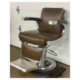 Early Belmont Barber Chair with Brown Upholstery