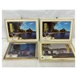Four Mebane NC Glass Thermometer Frames with Scenic Prints