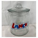 Contemporary Lance Glass Jar with Lid, 8 Inches Tall