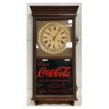 Coca-Cola Advertising Wall Clock with Roman Numerals, 16in x 38in