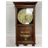 Coca-Cola Wall Clock with Wooden Case and Pendulum, 11×27 Inches