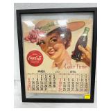 Framed Coca-Cola Calendar from 1955, 17 x 21 Inches