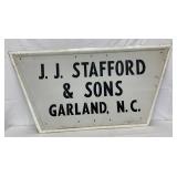 Metal Advertising Sign for J.J. Stafford & Sons, Garland, N.C., Self-Framed, 44 x 22 Inches