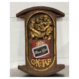 Carved Wooden ‘Black Label On Tap’ Foam Sign, 20in x 28in