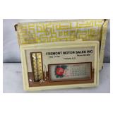 Vintage Fremont Motor Sales Inc. Desk Thermometer and Perpetual Calendar, 5 x 3 Inches