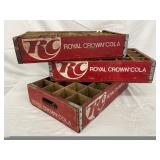 Three Vintage Royal Crown Cola Wooden Crates with Dividers