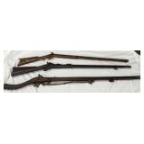 GROUP PHOTO Early Black Powder Rifles with Wooden Stocks