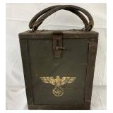 German Ammunition Box with Internal Slides and Leather Handle