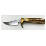 Fixed Blade Knife with Antler Handle and Brass Guard, Marked ‘BARNO’ Fixed Blade Knife with Antler Handle and Brass Guard, Marked ‘BARNO’