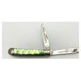 Vietnam Commemorative Folding Knife with Green Handle and Solingen Steel Blades Vietnam Commemorative Folding Knife with Green Handle and Solingen Steel Blades
