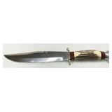 Linder Bowie Knife with Stag Handle and Stainless Steel Blade Linder Bowie Knife with Stag Handle and Stainless Steel Blade